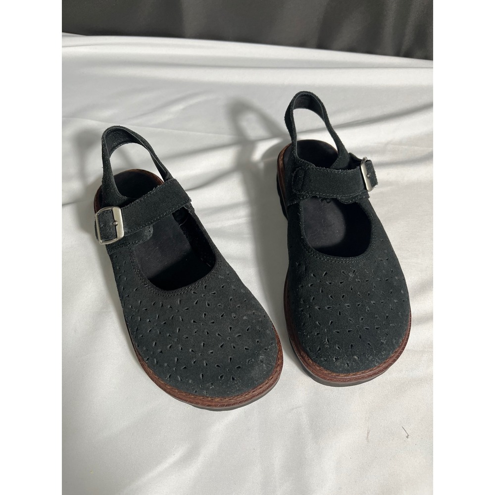 Simple Calamity Women's 7 Black Suede Mary Jane Slingback Comfort Shoes